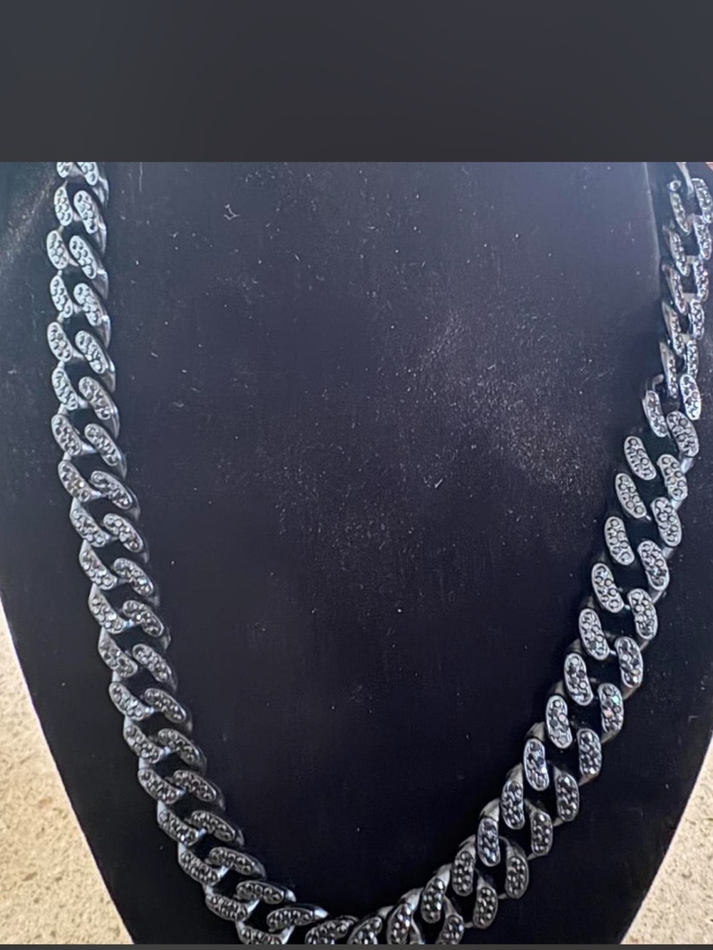 Men's Black Cuban Link Iced-Out Black Diamond  Moissanite Box Clasp 24’